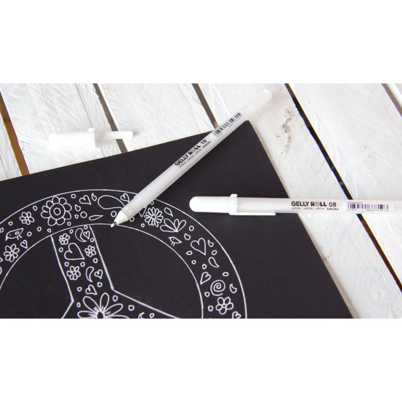 SAKURA stylo gel Gelly Roll, blanc, 0,5 mm, lot de 3
